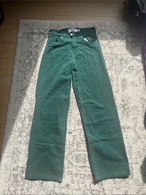 High-Rise Wide Leg Women's Jeans - Forest Green